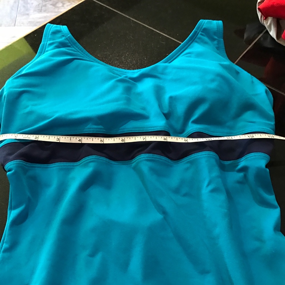 Speedo size 12 one piece turquoise and navy